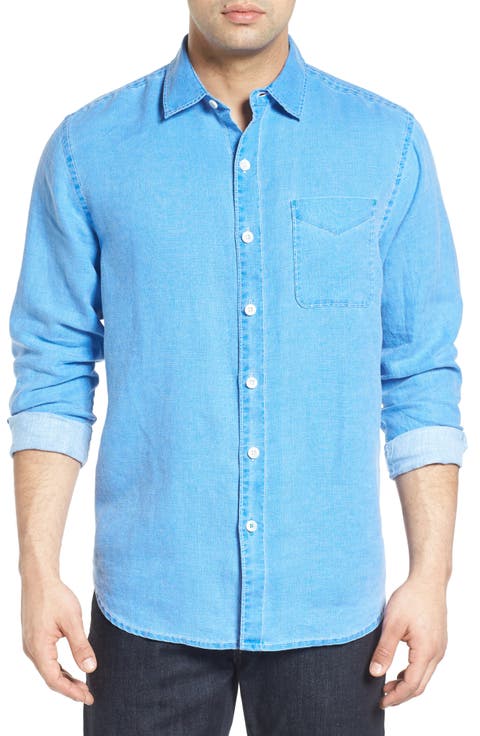 Sea Glass Breezer Classic Fit Button-Up Linen Shirt (Big & Tall)