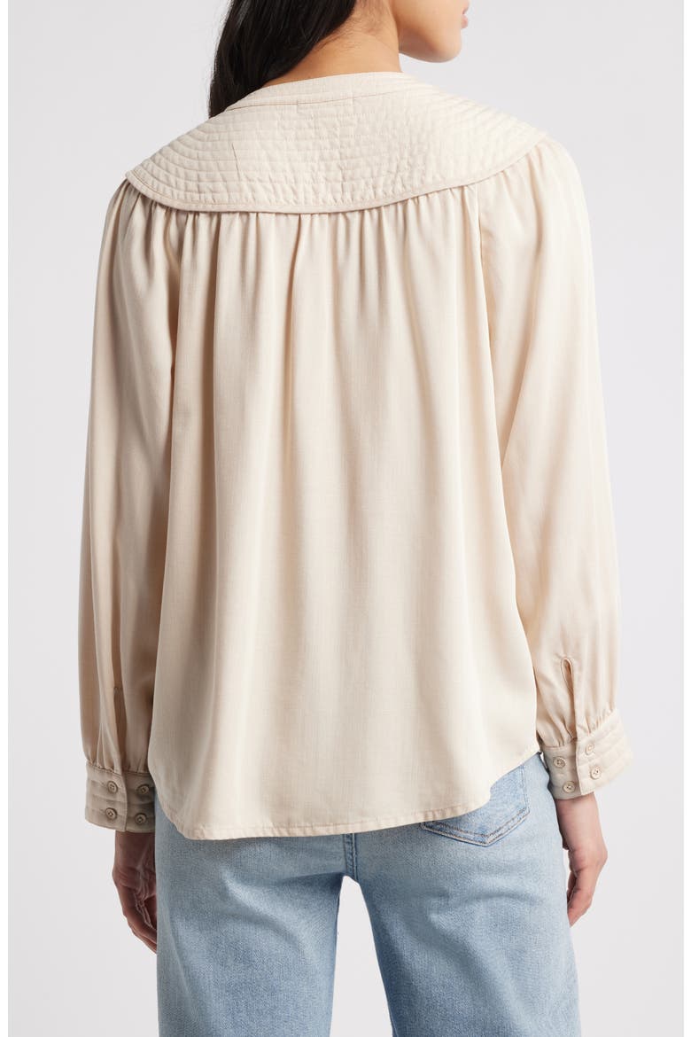 Split Neck Balloon Sleeve Top, Alternate, color, MACADEMIA