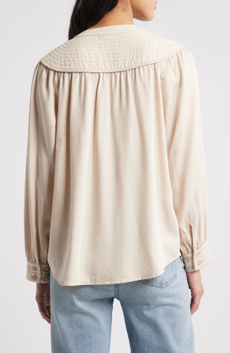 Wit & Wisdom Split Neck Balloon Sleeve Top, Alternate, color, Macademia