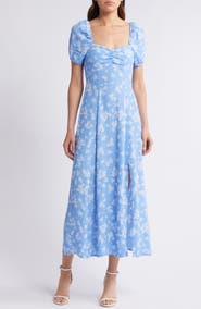 & Other Stories Floral Puff Sleeve Midi Dress