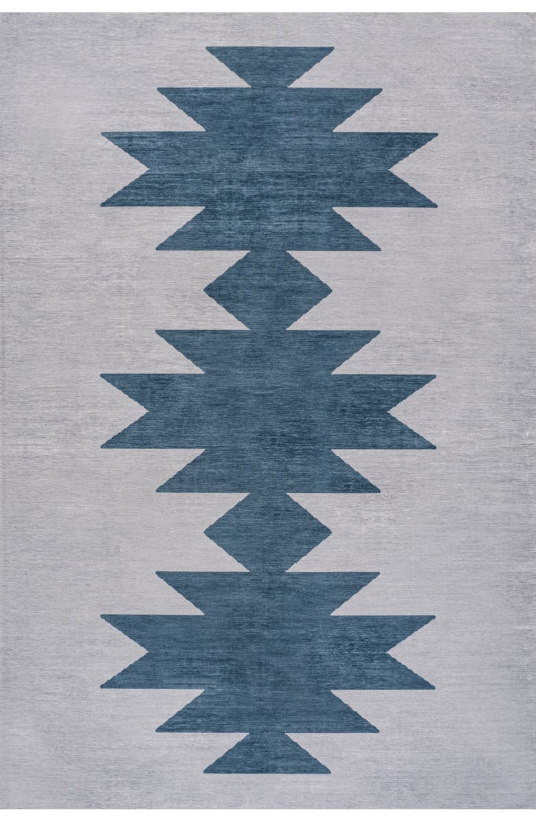 JONATHAN Y Chayton Minimalist Geometric Machine-Washable Area Rug, Alternate, color, Slate Blue