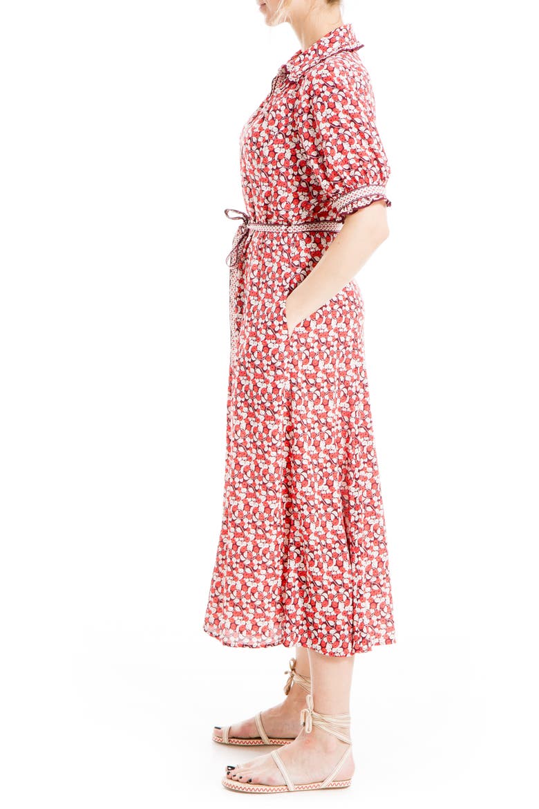 Collared Shirt Dress, Alternate, color, CBRNT RED LILY VINES
