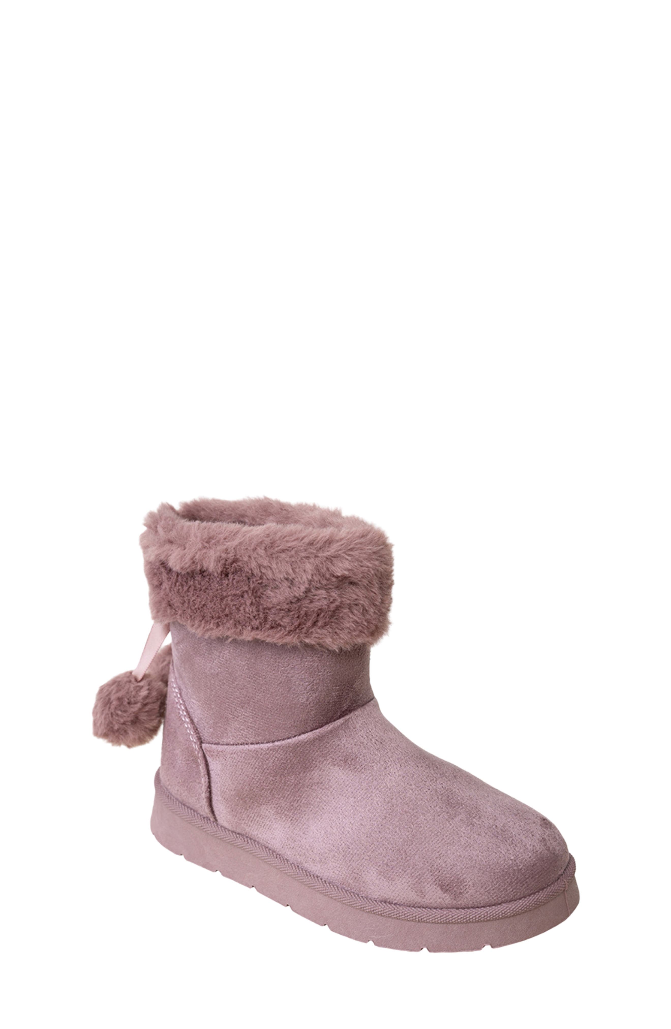 Bebe Kids' Cozy Faux Fur Collar Boot In Dark Mauve