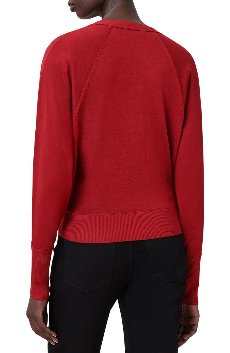 AllSaints Honor V Merino Wool Cardigan, Alternate, color, Crimson Red