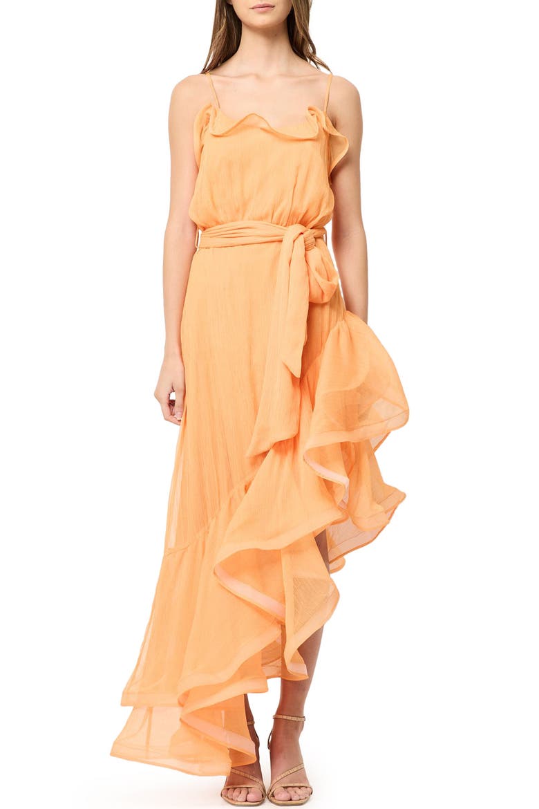 Elliate Maldives Ruffle Asymmetric Maxi Dress, Main, color, MANGO