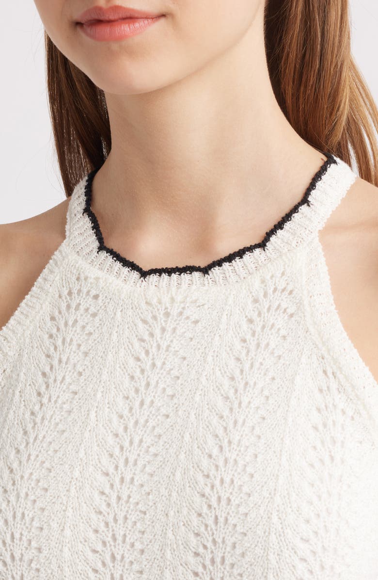 Lost + Wander Sophia Halter Neck Sleeveless Sweater Dress, Alternate, color, Off-White-Black