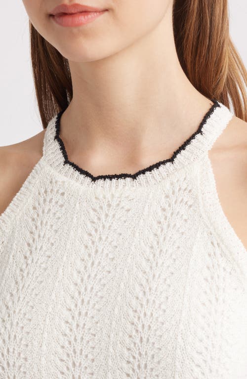 Lost + Wander Sophia Halter Neck Sleeveless Sweater Dress In Off-white-black