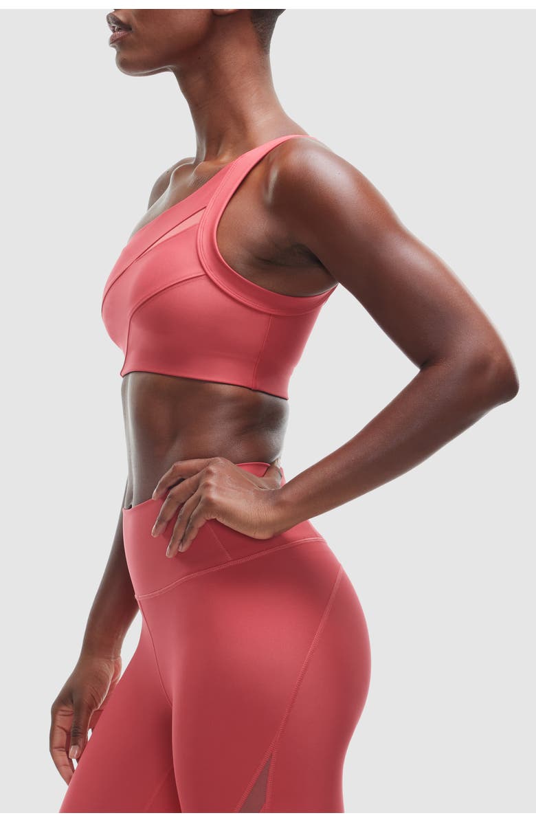Peloton Endurance Light One Shoulder Bra, Alternate, color, Brick Red