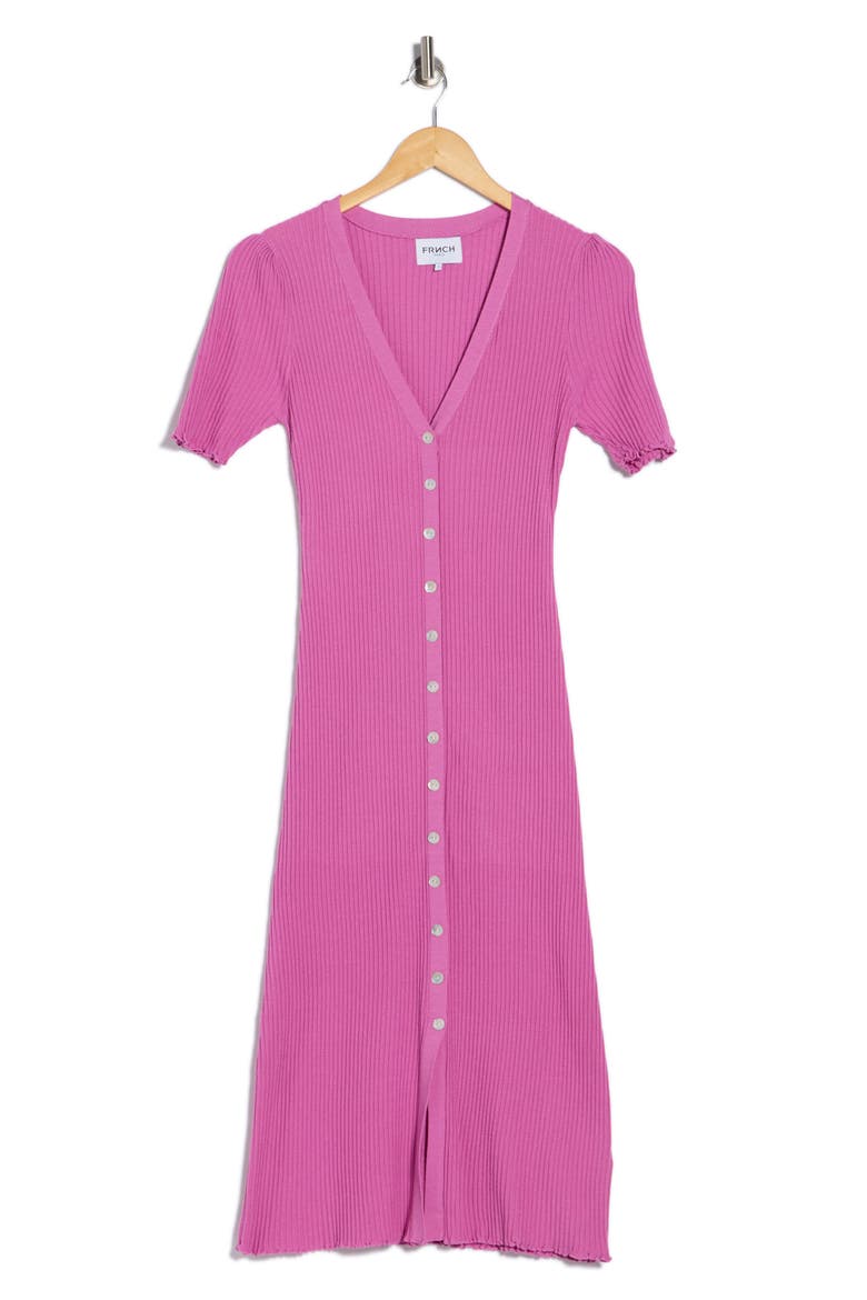Lydia Short Sleeve Ribbed Sweater Dress, Alternate, color, VIOLINE