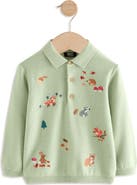 NEXT Kids' Embroidered Wildlife Long Sleeve Cotton Polo Sweater