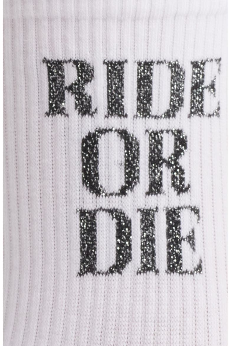 Cotton Blend Crew Socks, Alternate, color, WHITE/ BLACK