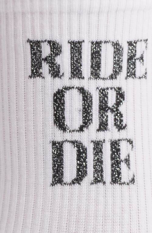 High Heel Jungle Cotton Blend Crew Socks In White/black