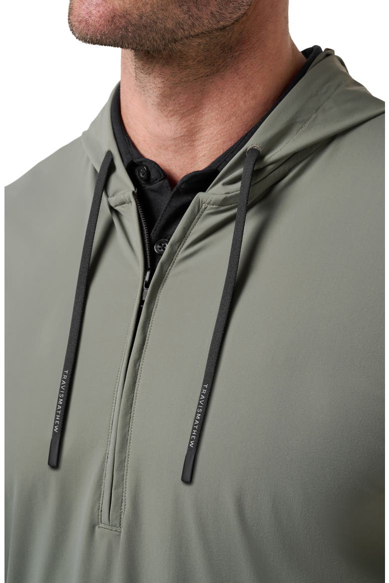 Hero Hour Performance Half Zip Hoodie, Alternate, color, DARK OLIVE