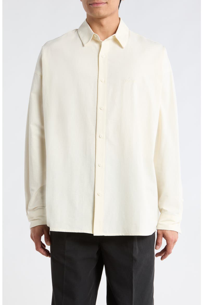Signature Button Front Cotton Shirt, Main, color, IVORY