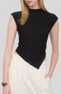 Blu Pepper Mock Neck Handkerchief Hem Top