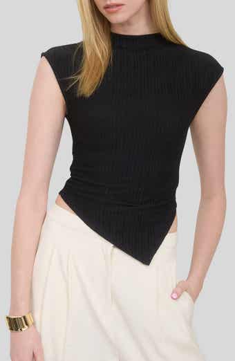 Blu Pepper Mock Neck Handkerchief Hem Top