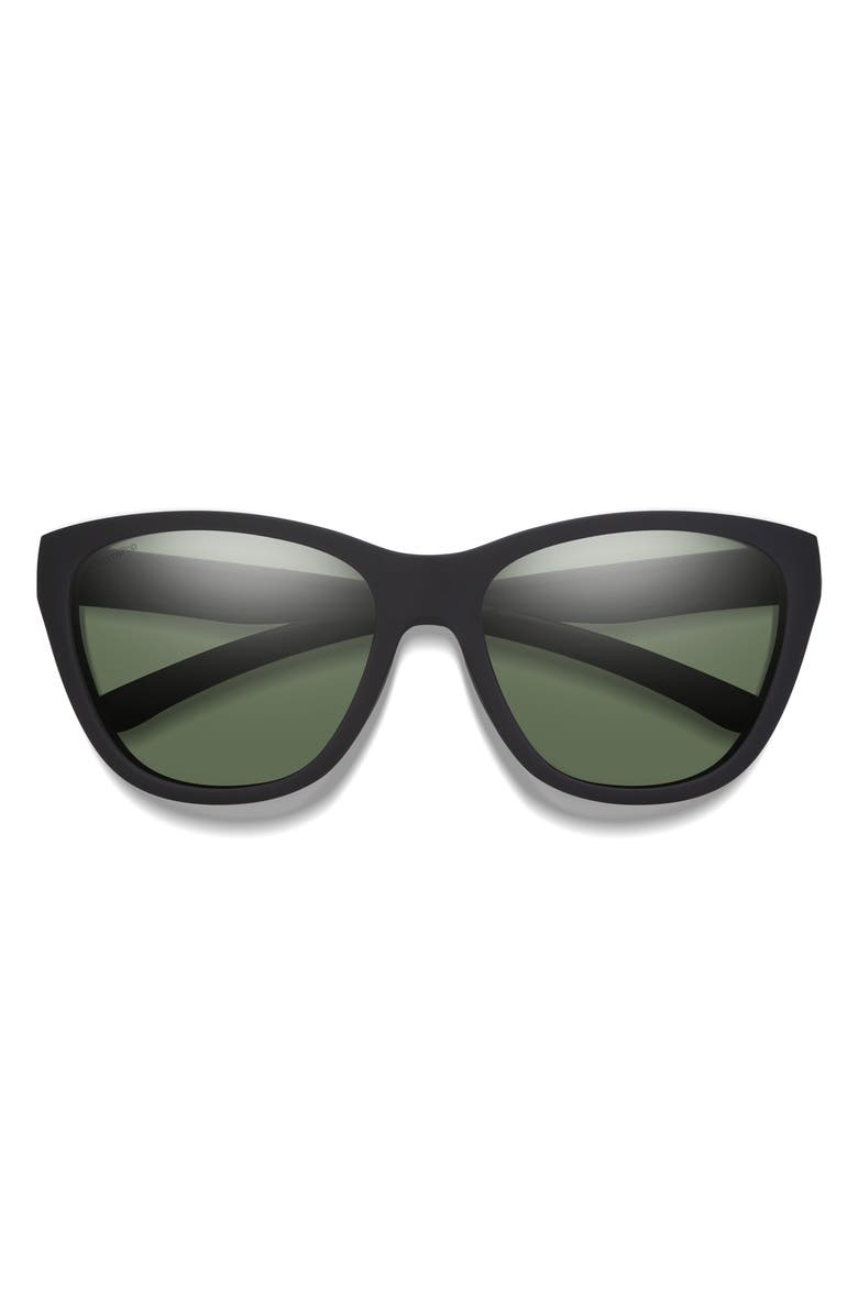 Smith Shoal 58mm ChromaPop Polarized Wraparound Sunglasses, Main, color, Black / Chromapop Gray Green