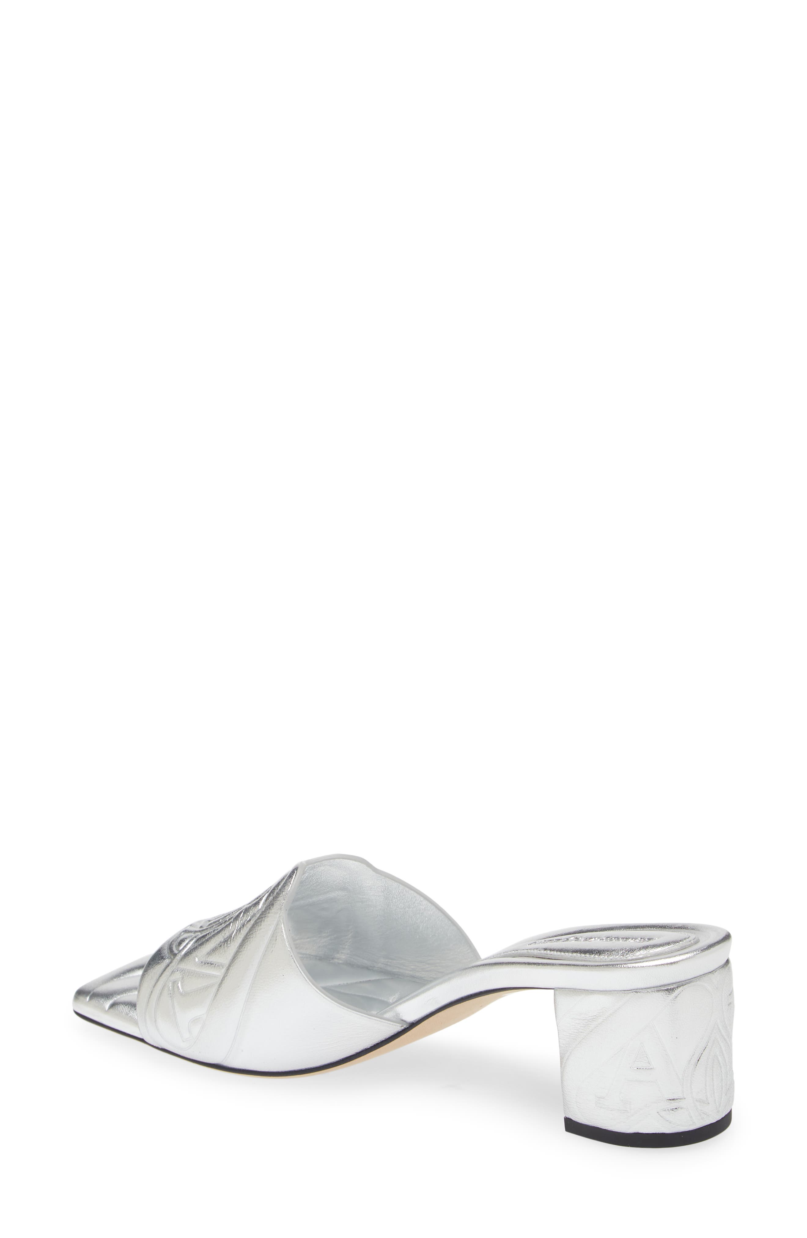 McQueen Seal Slide Sandal, Alternate, color, Silver