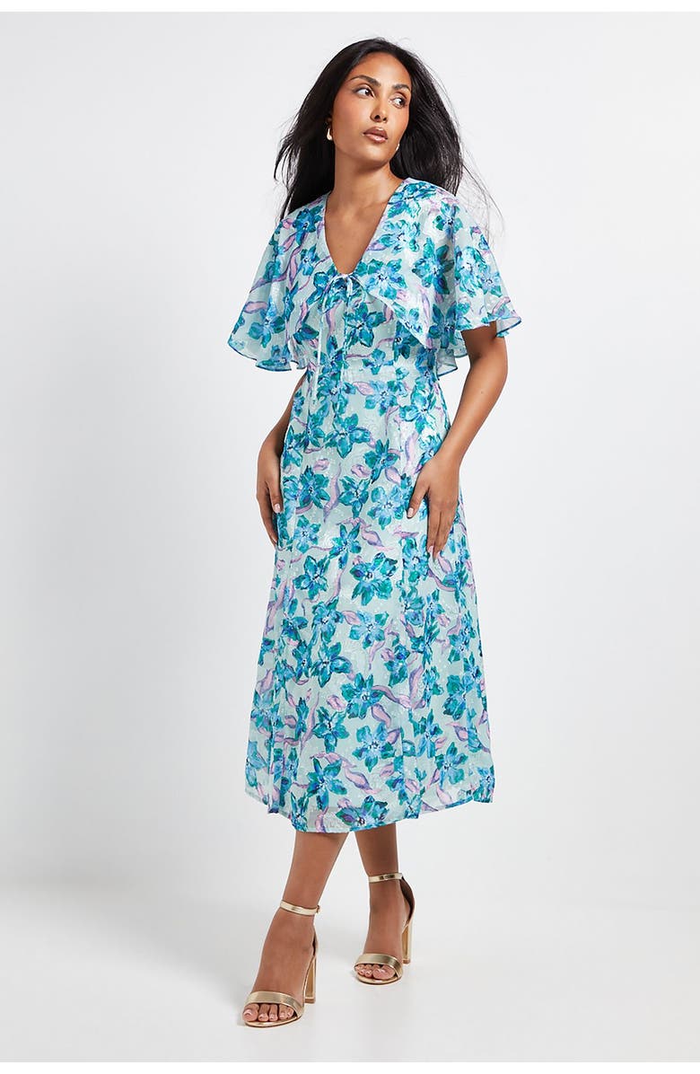 Wallis Petite Floral Midi Dress, Main, color, Mint