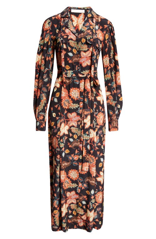 Ulla Johnson Giselle Floral Long Sleeve Silk Shirtdress In Hellebore