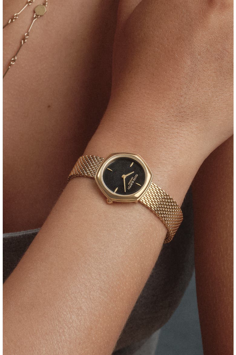 Charing Mesh Strap Watch, 28.5mm, Alternate, color, BLACK