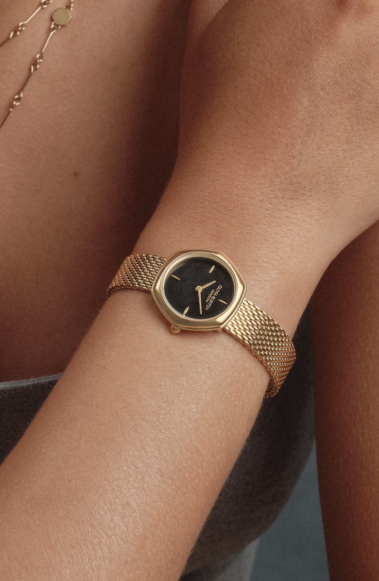 Olivia Burton Charing Mesh Strap Watch, 28.5mm, Alternate, color, Black