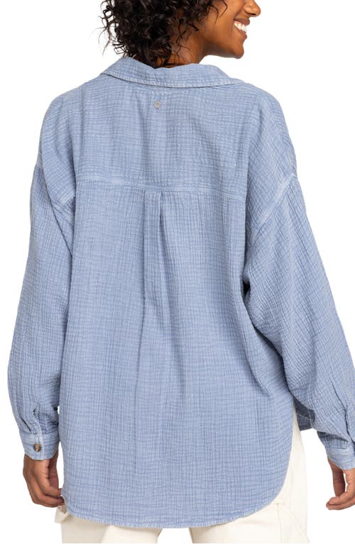 Roxy Morning Time Washed Cotton Button-up Shirt