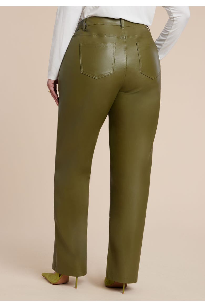 Slit Hem Faux Leather Pant, Alternate, color, BURNT OLIVE