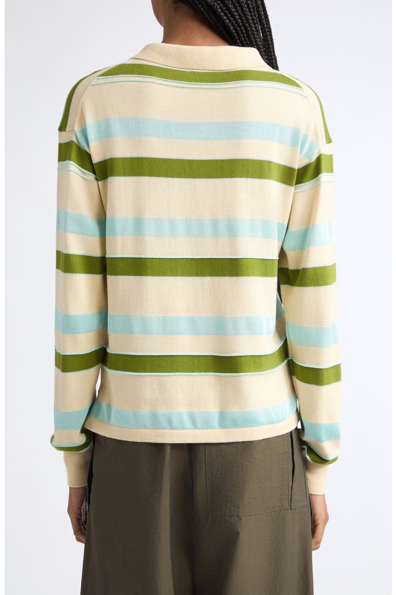 Stripe Long Sleeve Polo, Alternate, color, IVORY