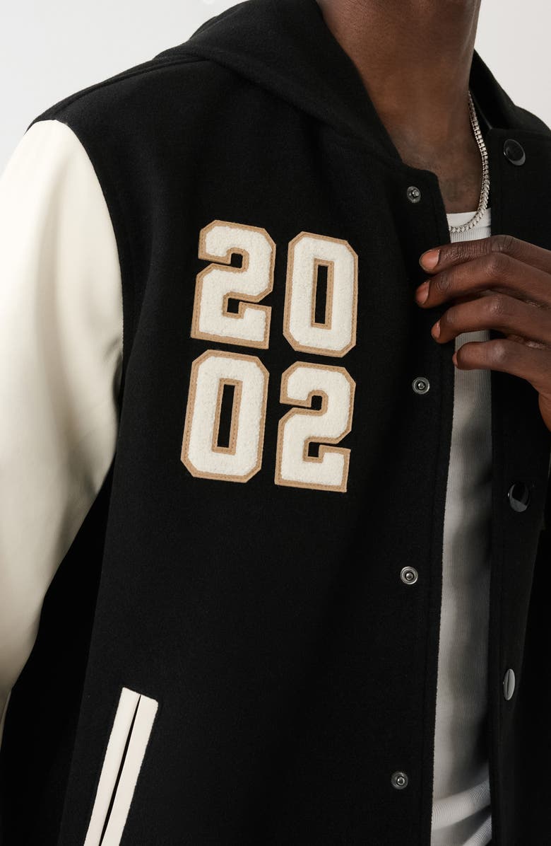 True Religion Brand Jeans Hooded Varsity Jacket, Alternate, color,