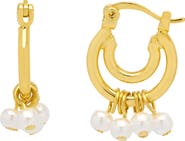 Estella Bartlett Pearl Drop Double Hoop Earrings