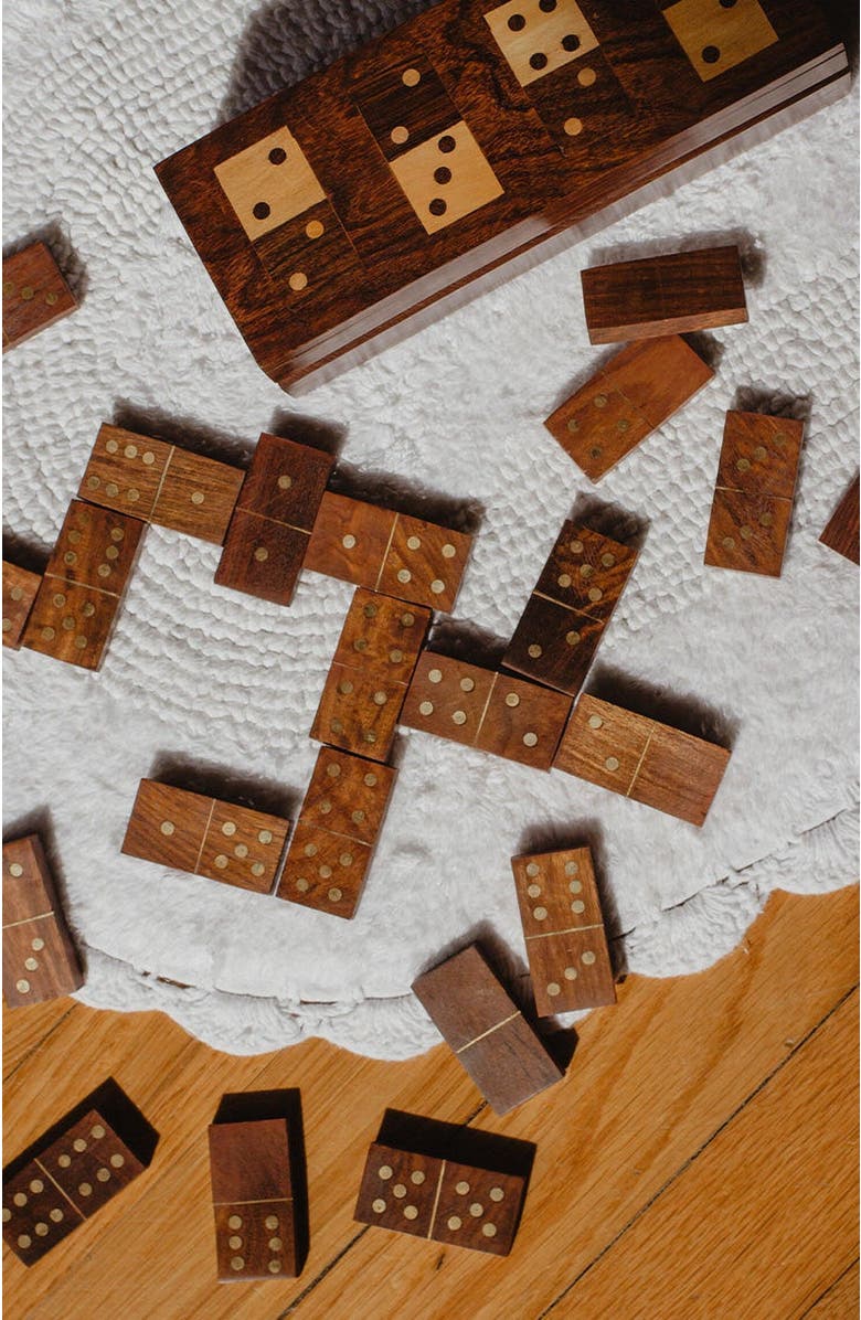 Matr Boomie Domino Family Fun Wooden Game Set - Handmade, Alternate, color, Brown