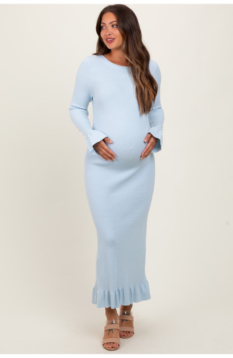 PinkBlush Ribbed Knit Bow Back Maxi Dress, Alternate, color, Light Blue