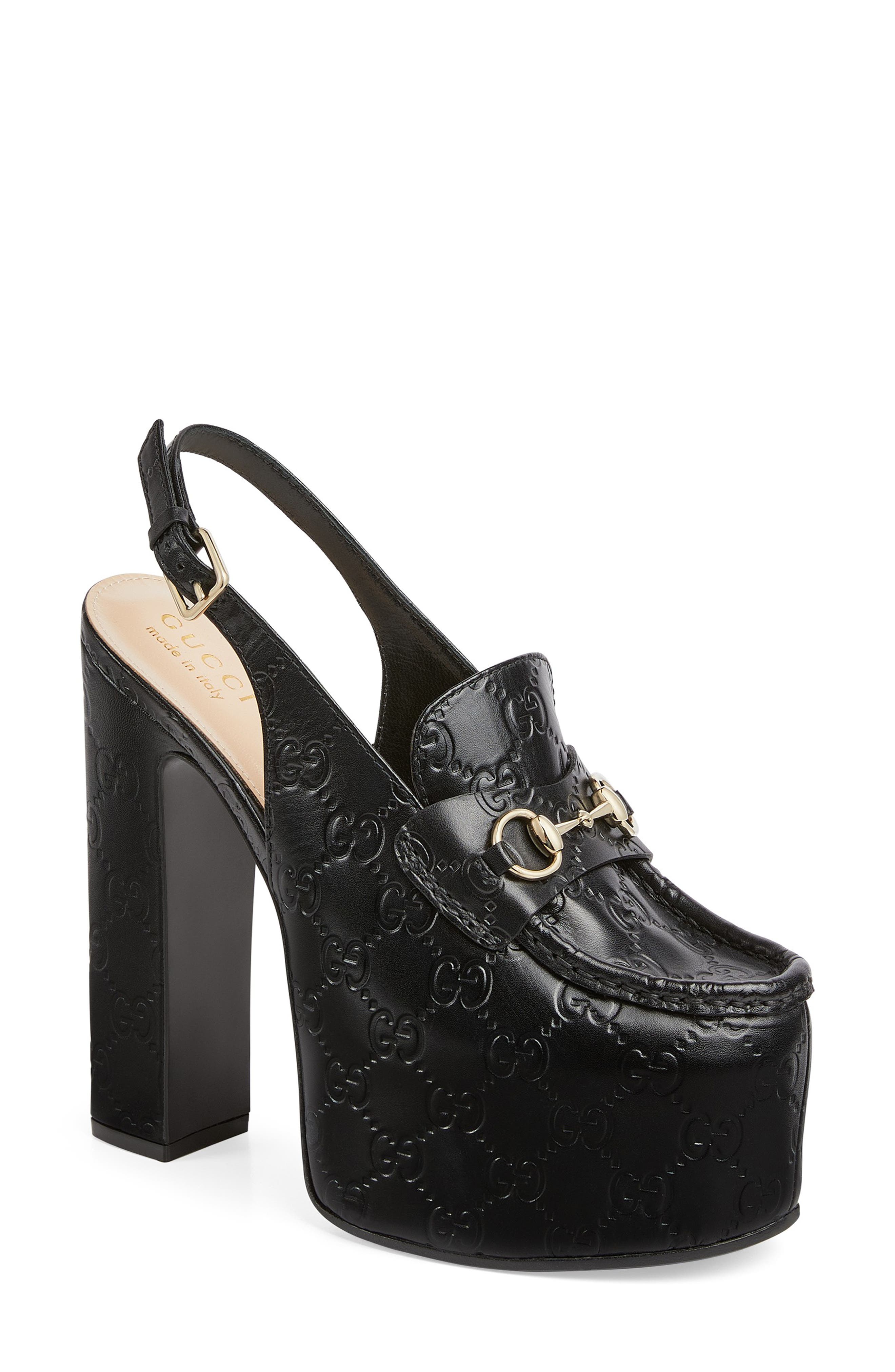 Gucci Horsebit Platform Slingback Loafer Pump, Main, color, 