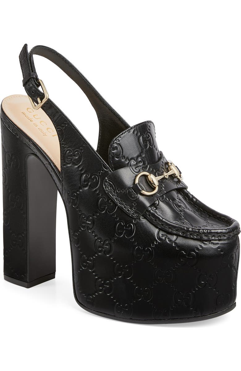 Gucci Horsebit Platform Slingback Loafer Pump, Main, color,