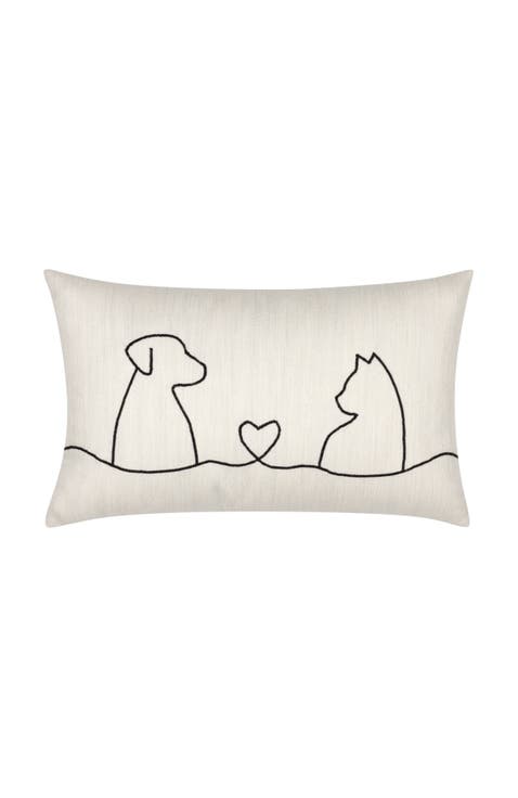 Faithful Friends Hand Embroidered Indoor & Outdoor Woven Accent Pillow