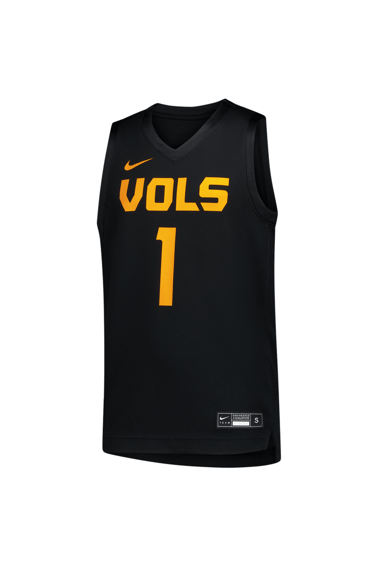 Youth Nike #1 Black Tennessee Volunteers Replica Basketball Jersey, Alternate, color, Black