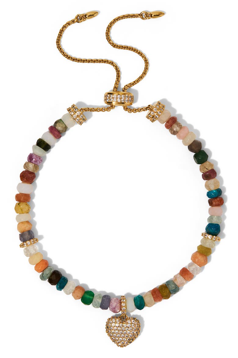 Beads of Paradise Cubic Zirconia Heart Slider Bracelet, Main, color, GOLD