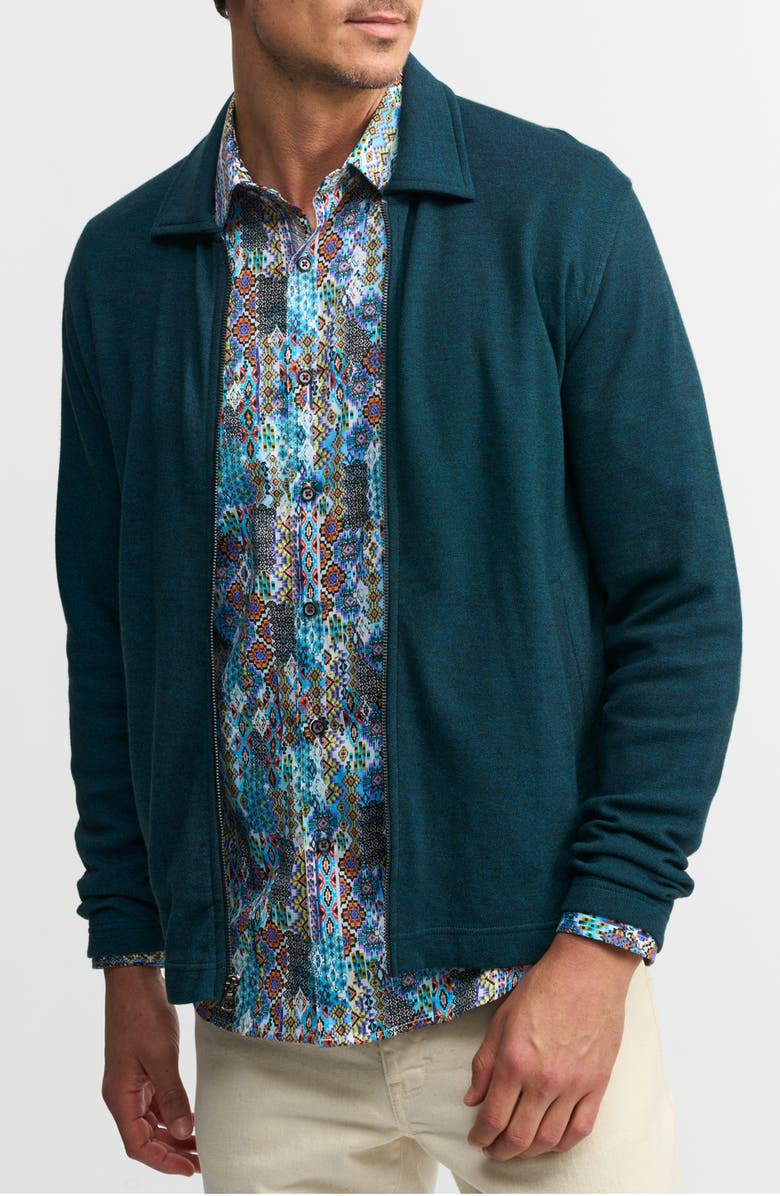 Robert Graham Dorven Classic Fit Cotton Knit Zip-Up Top, Alternate, color, Dark Teal