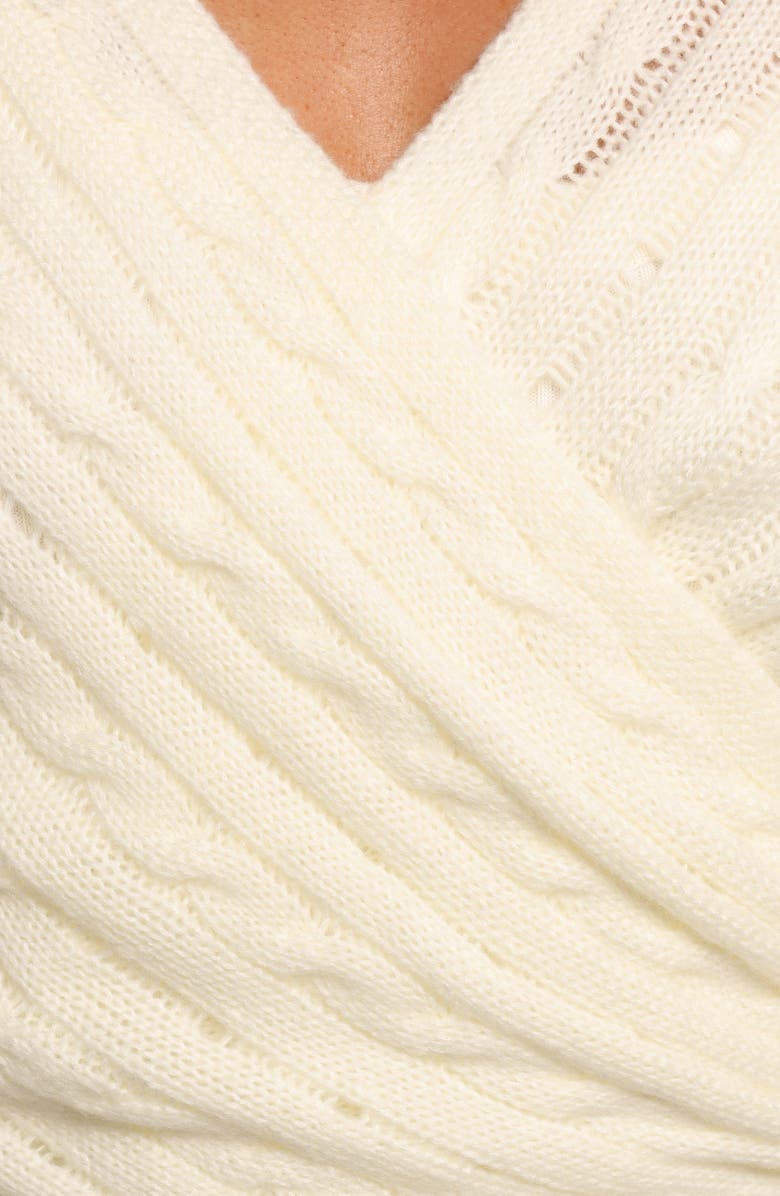 Petal & Pup Kaelie Cable Knit Wrap Front Top, Alternate, color, White