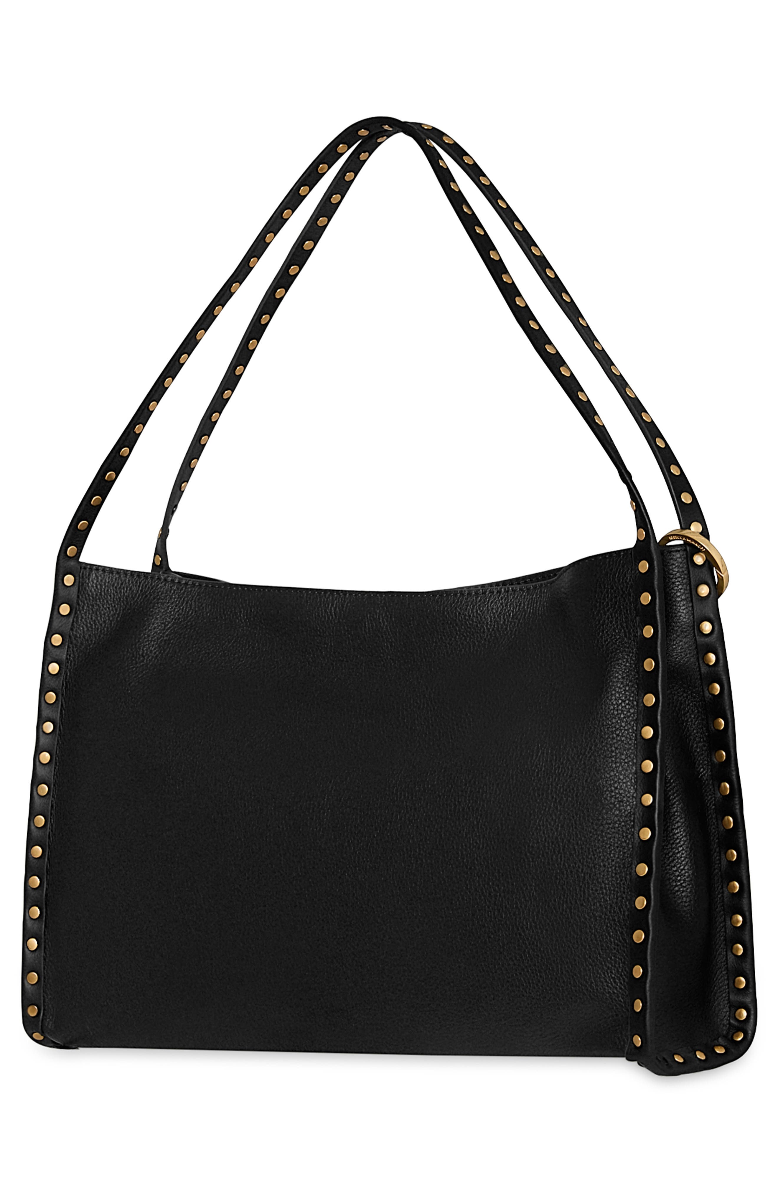 Dylan Leather Shoulder Bag, Alternate, color, BLACK