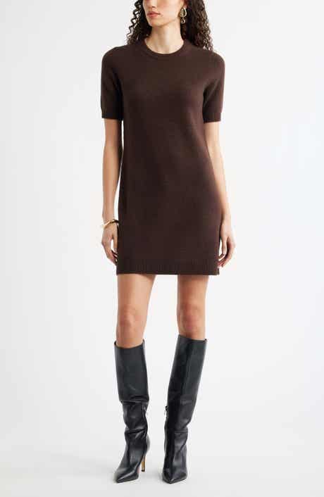 Short Sleeve Wool & Cashmere Sweater Dress