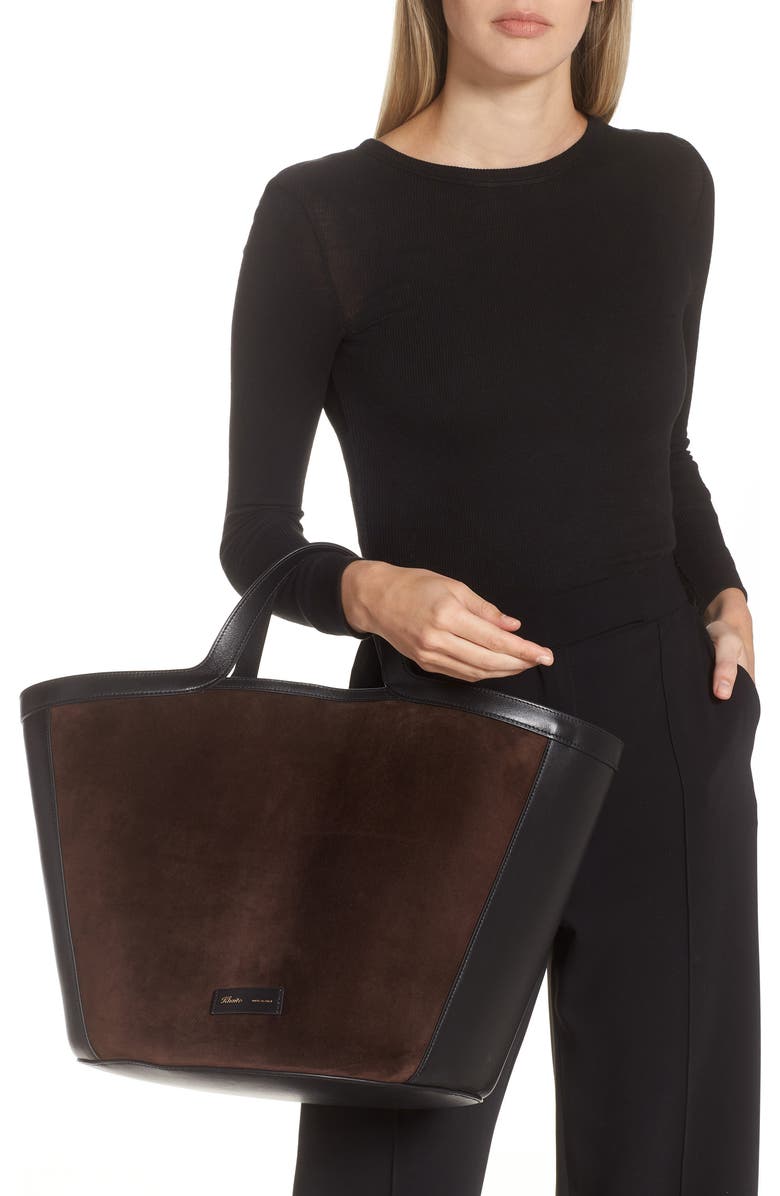 Khaite Nora Suede & Leather Tote, Alternate, color,