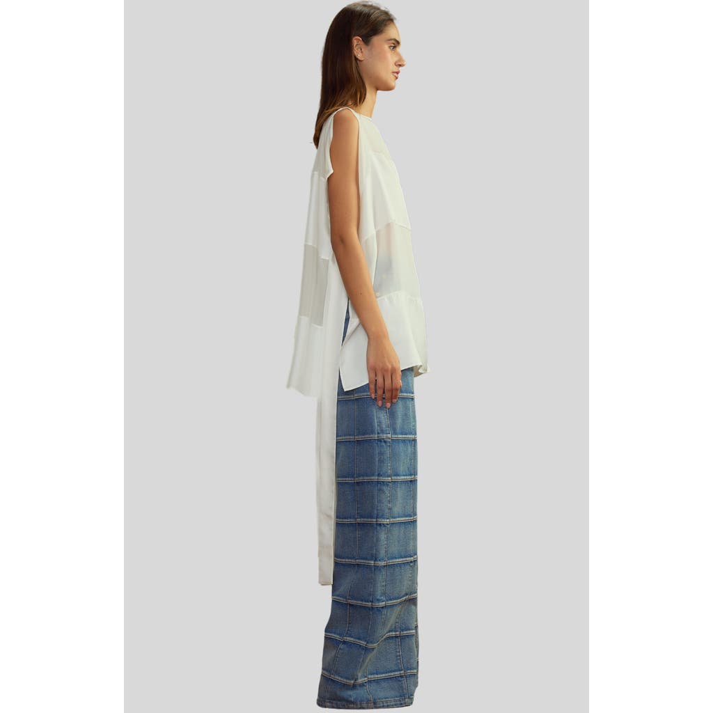 Cynthia Rowley Windswept Silk Panel Blouse In White