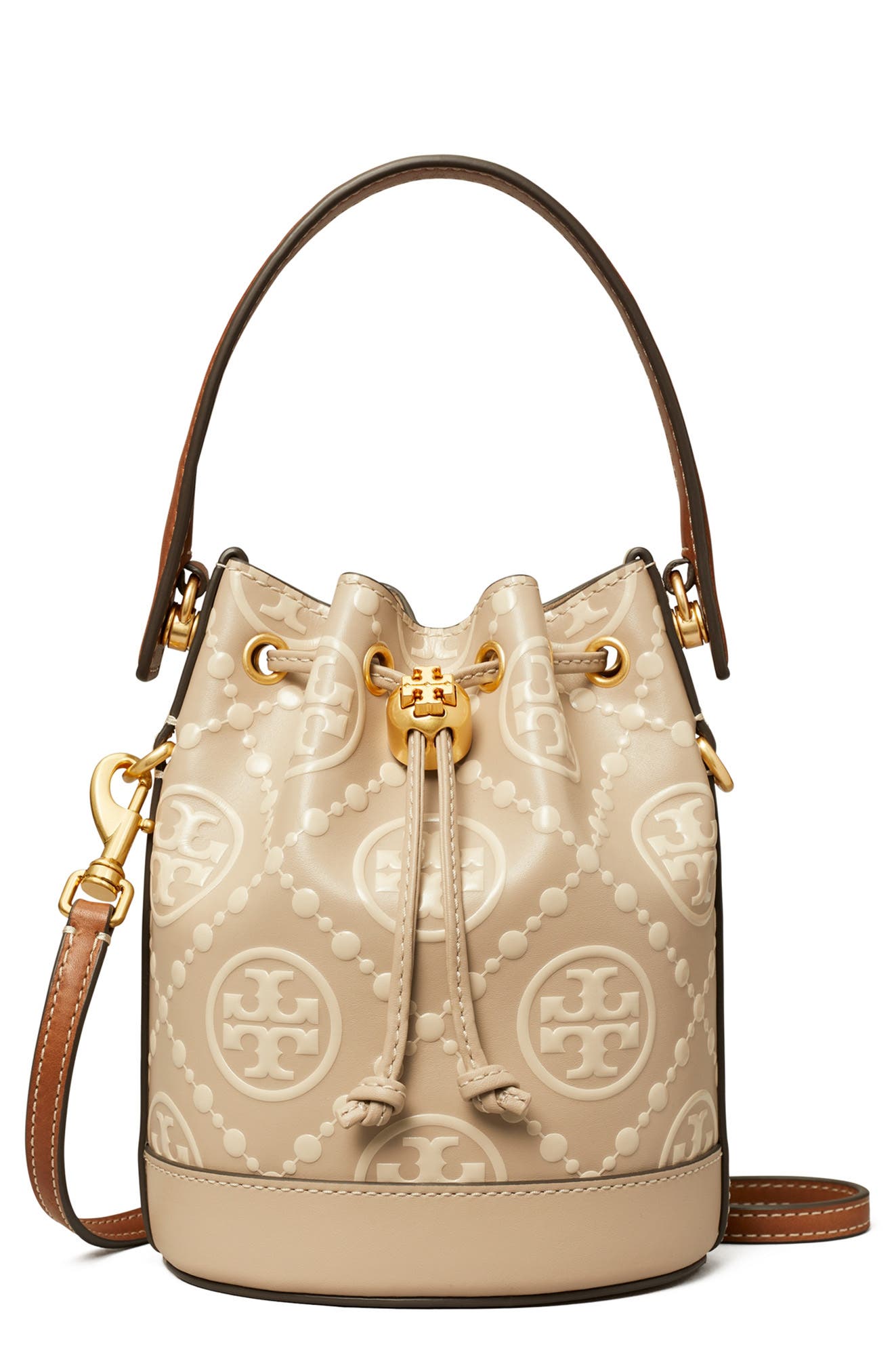 Tory Burch T Monogram Embossed Bucket Bag, Main, color, 