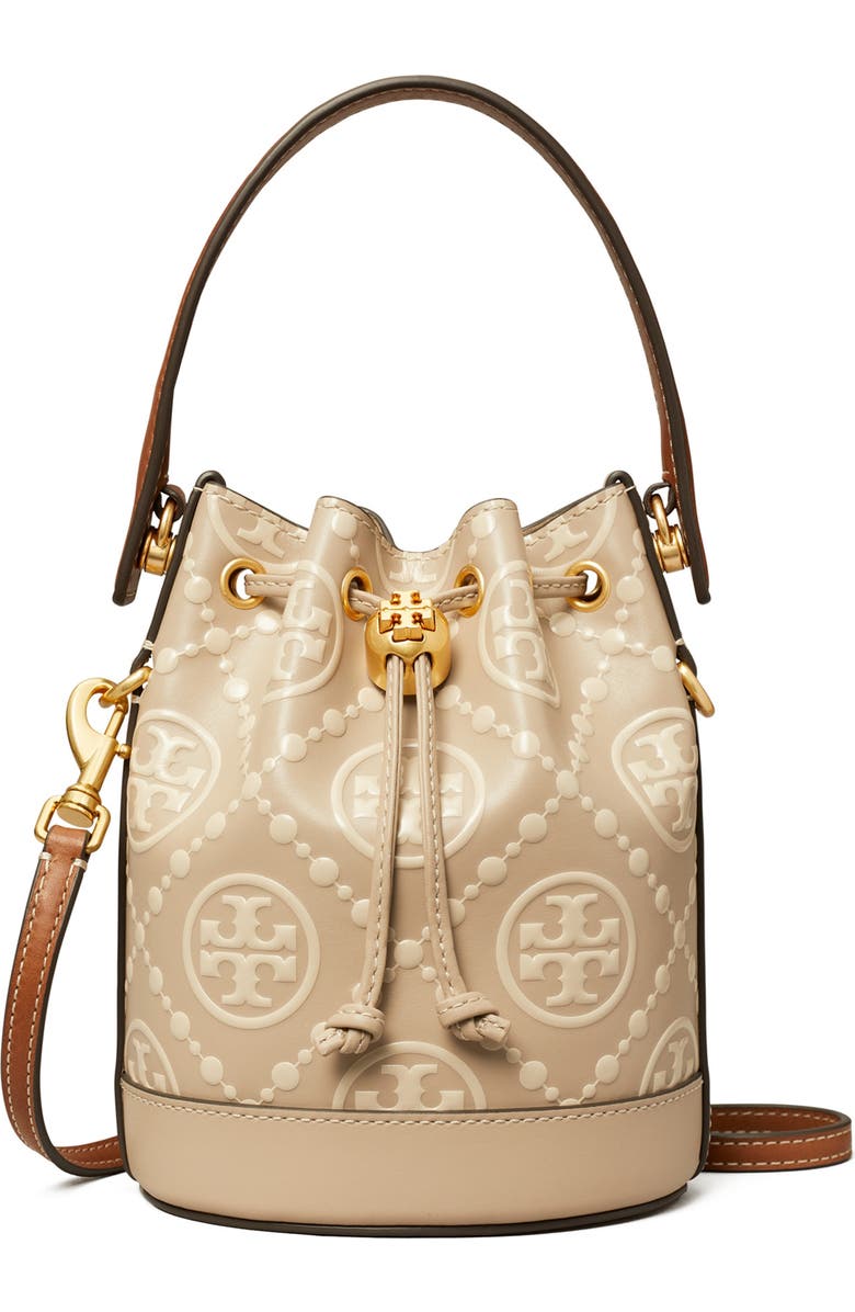 Tory Burch T Monogram Embossed Bucket Bag, Main, color,