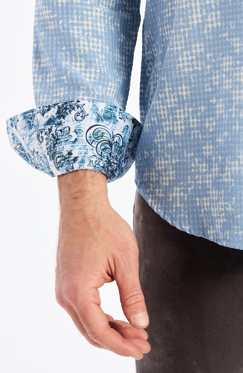 Robert Graham Angola Jacquard Micro Plaid Button-Up Shirt, Alternate, color, Light Blue