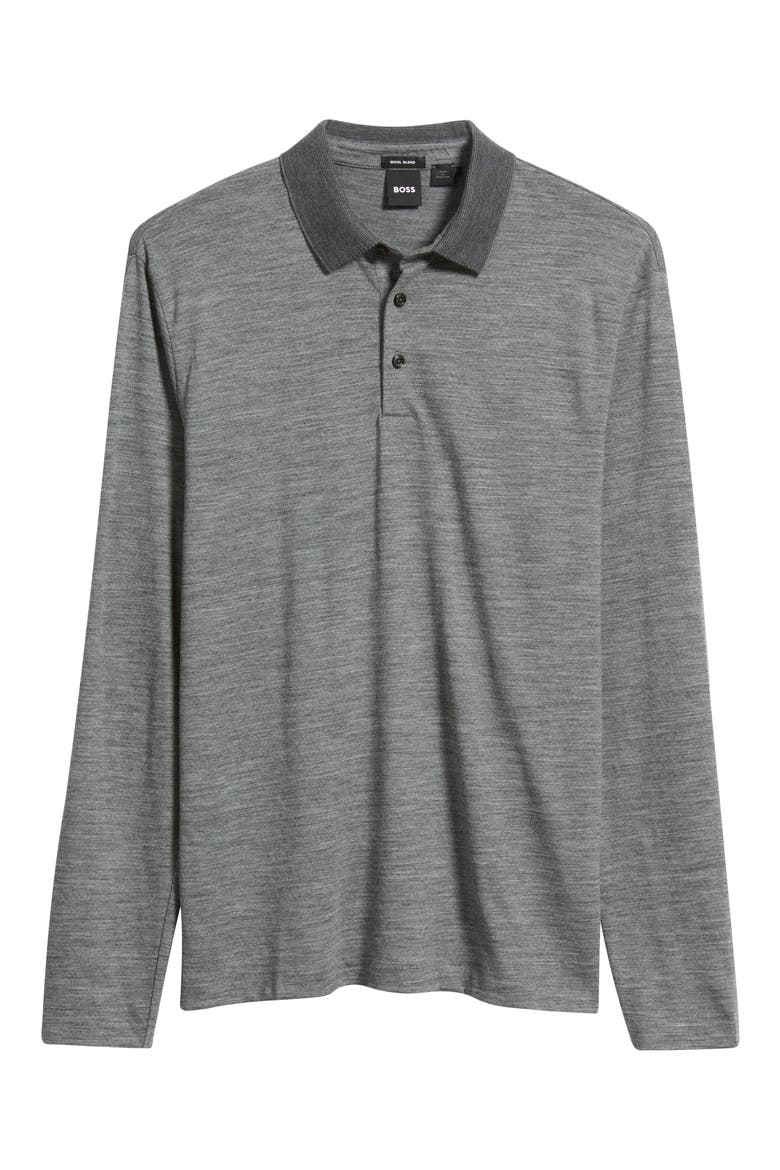 Pado Long Sleeve Wool Polo, Alternate, color, MEDIUM GREY
