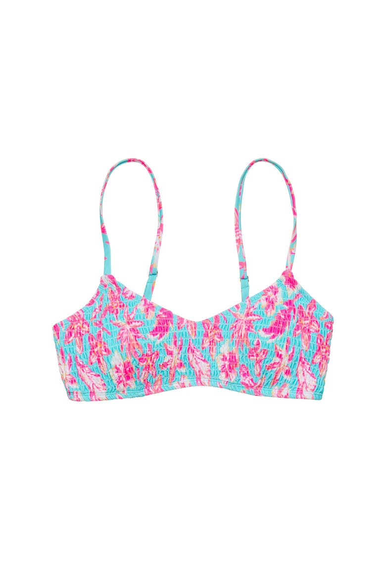 Women's Shirred Bikini Top, Main, color, Tropical Glow