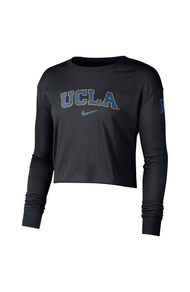 Nike Women's Nike Black UCLA Bruins 2-Hit Cropped Long Sleeve Logo T-Shirt, Alternate, color,